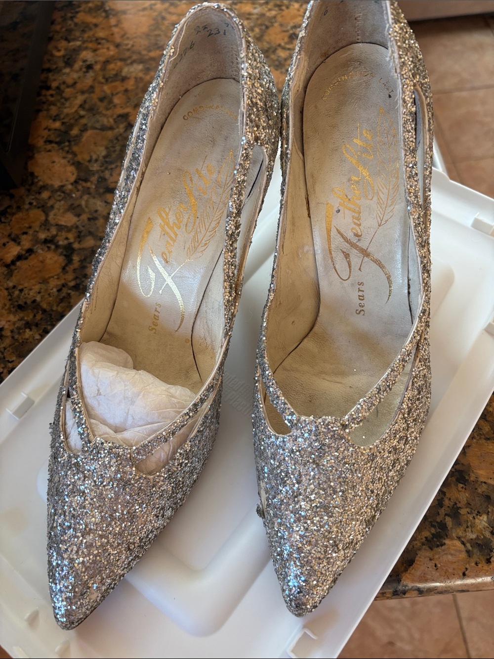 Glitter Pointed Toe Pumps in Silver by Unknown Brand
